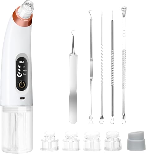 Danvisit Blackhead Remover Vacuum - Water Cycle Facial Pore Cleaner with 3 Adjustable Suction Power 6 Probes USB Rechargeable - Blackhead Extractor Tool Kit for Women & Men