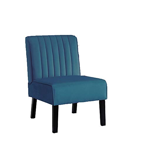 Sillón con tapizado de terciopelo y estructura de madera Azul miniatura 4
