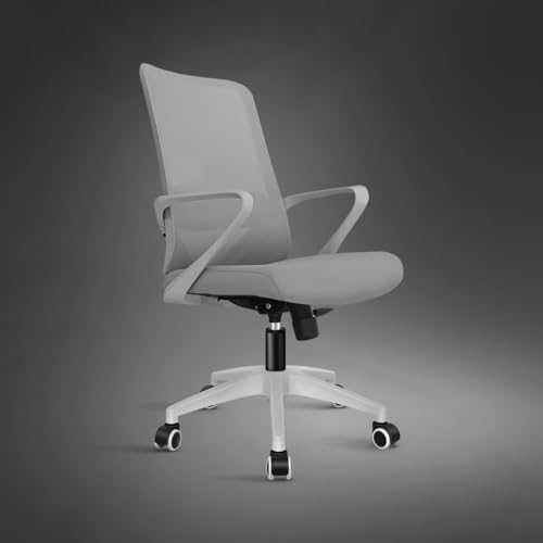 Image of Kepler Brooks Vibe Office Chair for Work | 3-Year Warranty | Ergonomic Office Chair, Study Chair for Home, Foam Padded Lumbar, Centre Tilt Lock Mechanism, Heavy Duty Nylon Base (Grey)