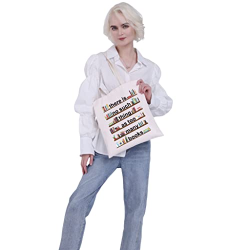 VAMSII Bookshelf Tote Bag There is No Such Thing as Too Many Books Tote Bag Book Lover Gifts Library Tote Bag Librarian Gifts4