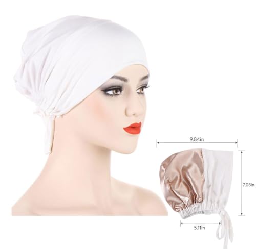 Image of Lucky staryuan 3Pack Soft Muslim Turban Hat Inner Hijab Caps Underscarf Bonnet Hat Headwear for Cancer