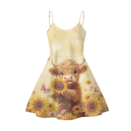 Image of Women's Spaghetti Strap Dress Summer Casual Swing Sundress Girls Beachwear Swing Mini Dress