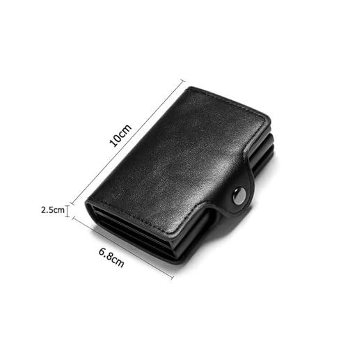 men's wallet Men's Double Box Card Holder Wallet Anti-Theft PU Leather Travel Money Case(Gray)2