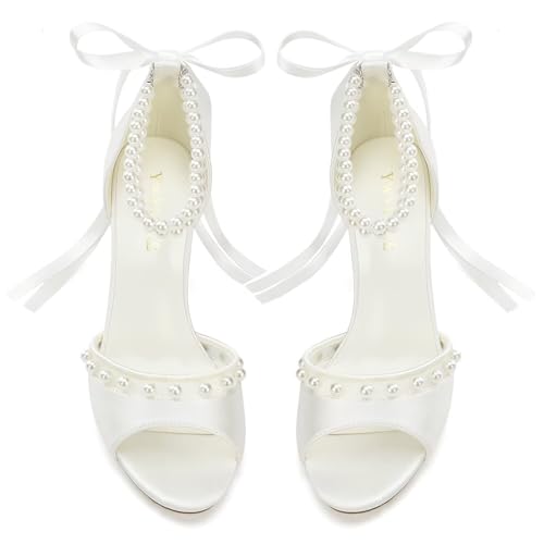 Pearl Heels Wedding Shoes for Bride Kitten Heel Bridal Shoes Open Toe Wedding Heels2