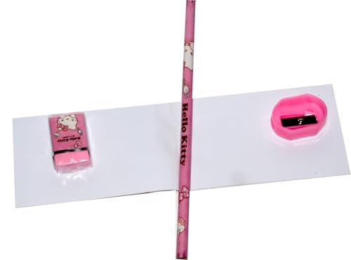 Image of Crackles Birthday Return Gifts Cartoon Stationery Set for Kids Contatining A Ruler, two Pencils, Sharpener, Erasera and a mini note pad in pouch - Pack of 6