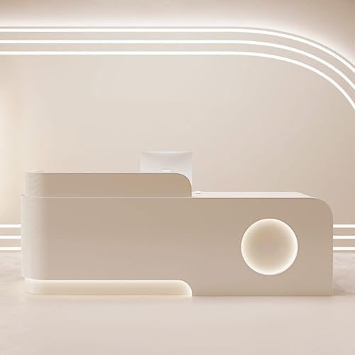 【Design Raffinato, Sicuro e Affidabile】Entrambe le ante di questo banco reception sono dotate di cerniere ammortizzate per ridurre il rumore in chiusura. I cassetti con serratura e i pannelli laterali alti proteggono la privacy. Il design di sicurezza con angoli arrotondati e bordi finemente lucidati offre un'esperienza piacevole e lascia un'ottima impressione sui visitatori