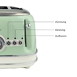 Ariete Tostapane Vintage 4 Fette 156, Tostiera con 6 Livelli di Tostatura, Espulsione Automatica, Funzione Defrost, Vassoio Raccoglibriciole Estraibile, Corpo in Acciaio Inox, 1600W, Verde - 6