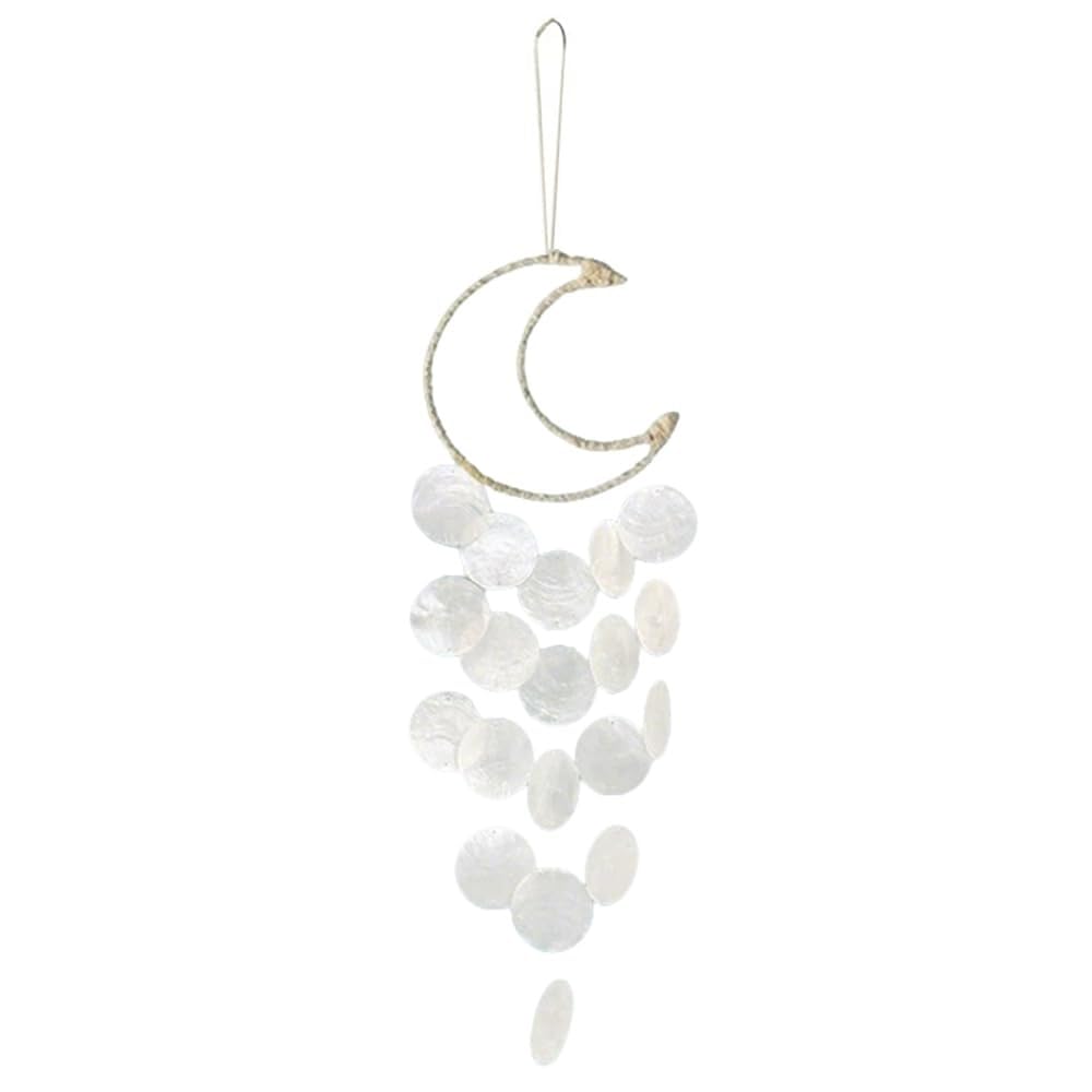 Wind Chime Moon Seashell Wind Chimes Natural Shell Windchimes For Decoration Chrismas Birthday Gifts Windchime(Wei�)