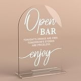 Acrylic Wedding Sign Wedding Signs for Ceremony Open Bar Sign for Wedding Modern Calligraphy Arch Acrylic Table Top Sign for Wedding Reception and Event Party Table