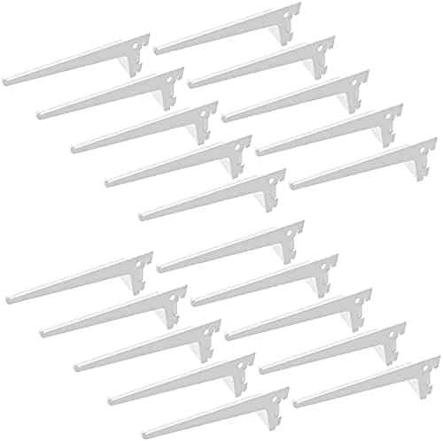 EMUCA - Escuadra de Estante Blanca para Perfil Cremallera perforación Simple 50mm, cartela Simple de Largo 350mm, Pack de 20 Piezas