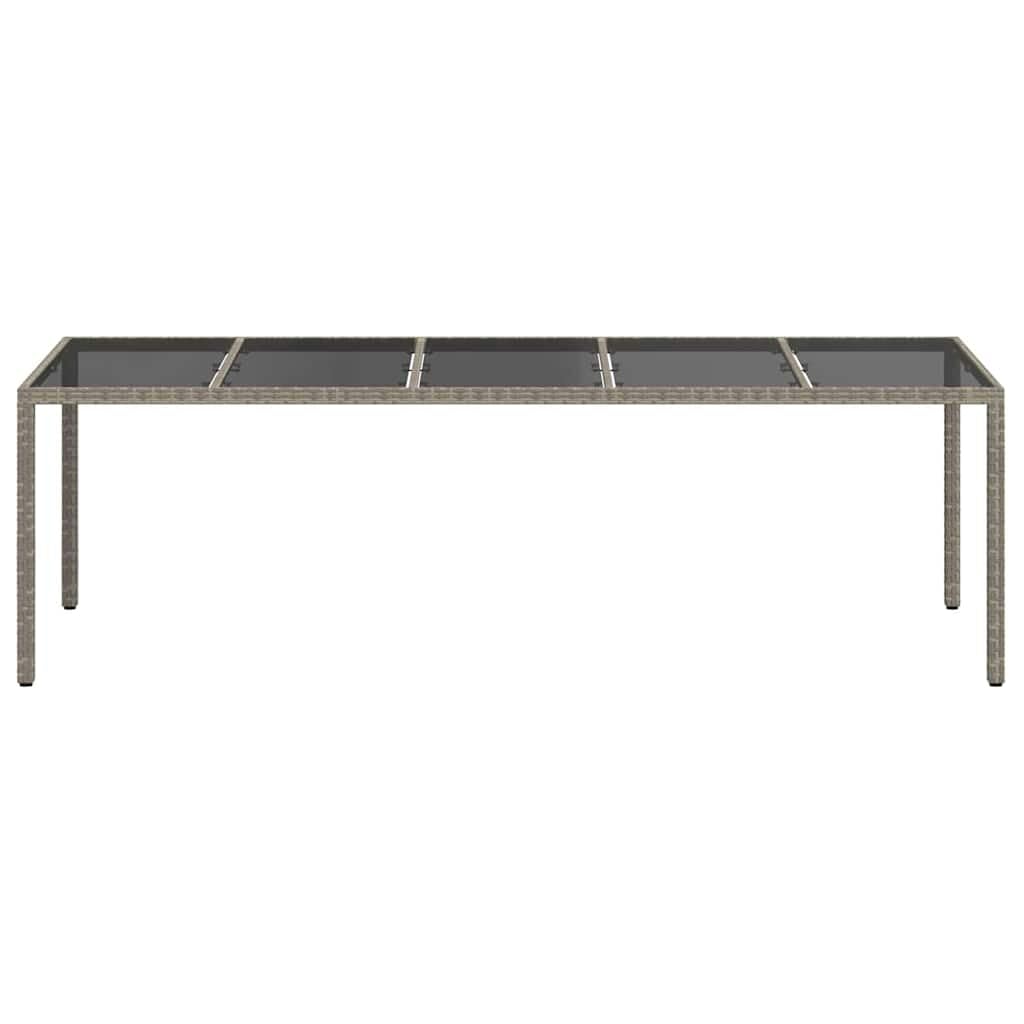 Stół ogrodowy, szary, polirattan, 250 x 100 x 75 cm, stabilny stół na taras, balkon, do ogrodu, odporny na warunki atmosferyczne, nowoczesny design, idealny do grillowania i na kemping