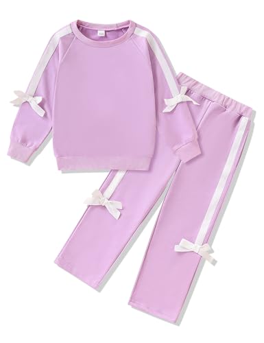 Image of 2025 Girls Sweatsuit Set Cute Hooded Sweatshirt & Jogger Pants with Pocket Casual Outfuts Set