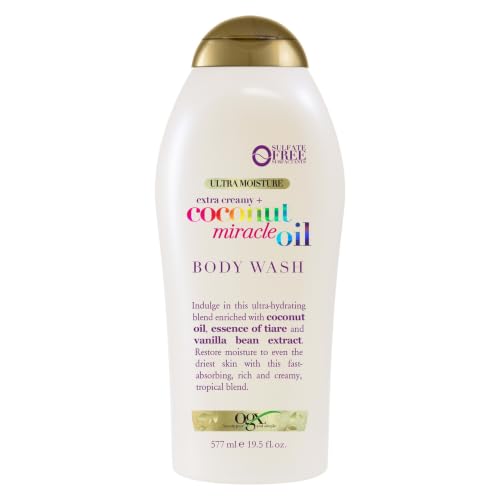 OGX Extra Creamy + Coconut Miracle Oil Ultra Moisture Body Wash, Rich Shower Gel for Dry Skin...