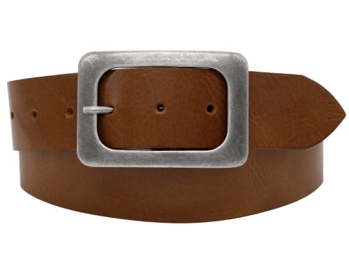 AnnaMatoni Damen Ledergürtel mit Modischer Schließe Damen Gürtel 4cm breit Echt Leder Gürtel (Braun 640, TW80-95cm Gesamtlänge)