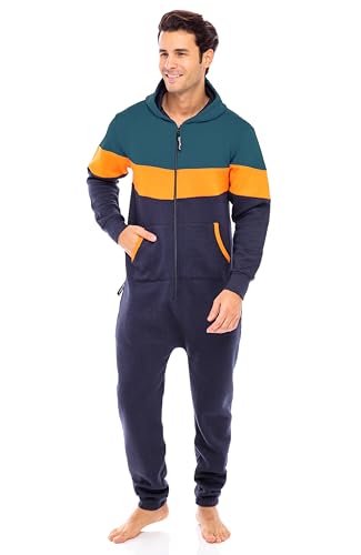 Skylinewears Men's Fleece Hooded Onesie Stylish Zip-Up Jumpsuit Pajamas & Casual Playsuit