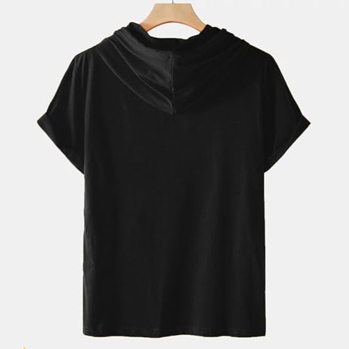 Men's Short Sleeve Hooded Sweatshirt Lightweight Pullover Hoodie Drawstring Loose Fit Basic Casual Shirts for Men3