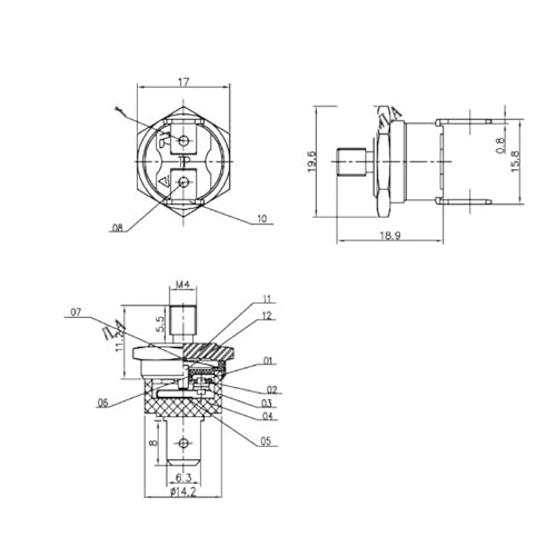 KSD301 interruptor de temperatura bimetálico 10A 250V NC con rosca M4 pack 10 6