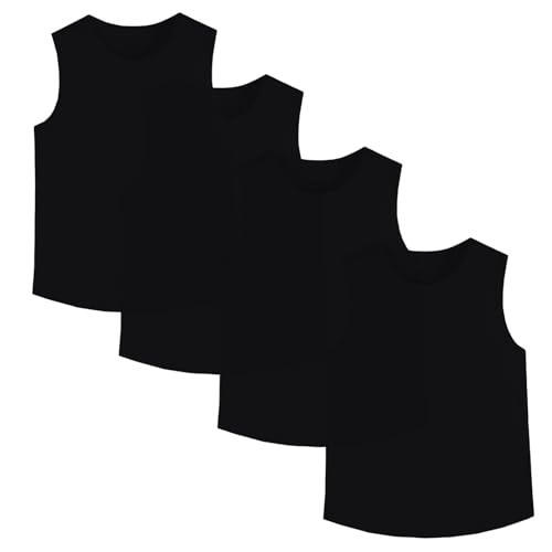 4 Pack Boys/Kids/Teens Quick Dry Tank Tops Mesh Moisture Wicking Athletic Performance Sleeveless Shirts(Age 4-18Y)