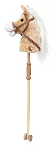 Unibos | 104 Cm Hobby Horse Toy With Interactive Sounds Strong Grip Handles Plush Head & Wheels Light Brown Play Toy Activity For Boys & Girls (AA Batteries Required)