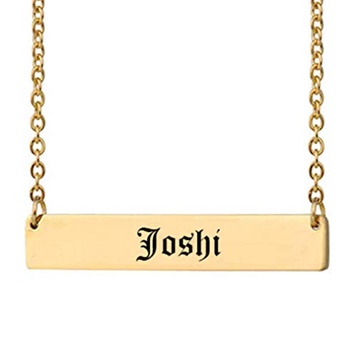 Engraved Joshi Name Bar Necklace Custom Personalized Bar Jewelry