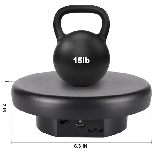Image of 360 Electric Rotating Platform with Type-C Cable, 6.3in / 15lb Motorized Rotating Display for Jewelry Photography Products Live Show Video shoot, Mushroom Rotating Stand for 3D Model Cake Black