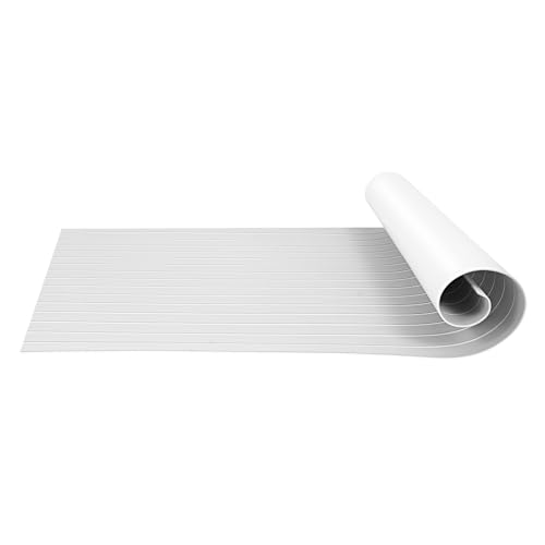 KigerNee Eva - Alfombrilla de suelo para caravana, 240 x 90 cm, para barco, 6 mm de grosor, antideslizante, autoadhesiva, color gris claro/blanco para caravanas, yates, autocaravanas y autobús +
