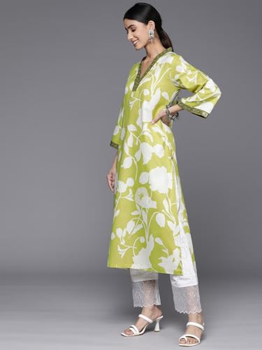 Image of rytras Women Rayon Embroidered Printed Straight Kurta Pant Set