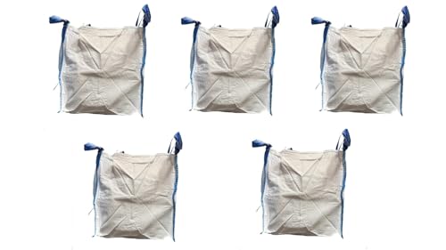 B teurobrecher - 5 Stück Big Bag 60x60x60cm - Säcke für Bauschutt, Holz, Gartenabfall, Sand - Bauschuttsäcke, Big bags Tragfähigkeit 1000 kg