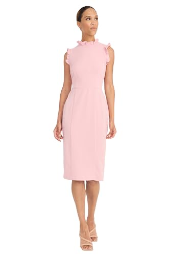 Image of Maggy London Womens Ruffle Neck and Armhole Sheath Dress