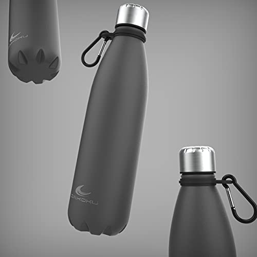 Daikoku Roestvrijstalen Fles + Verstelbare Riem + Karabijnhaak, BPA-vrije dubbelwandige Thermosfles, Herbruikbare Waterfles, Luchtdichte Dop, Kleur Grijs, Inhoud 500 ML - Image 8