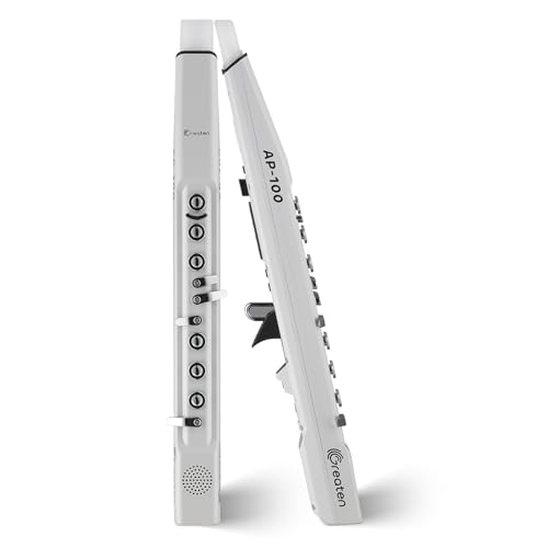 AP 100 Electric Wind Instrument 80 Built-in Tones Portable Travel EWI with Voice Control & Voice Announcement OLED Display Built-in OTG Dual Timbres for Practice & PerformanceWhite)