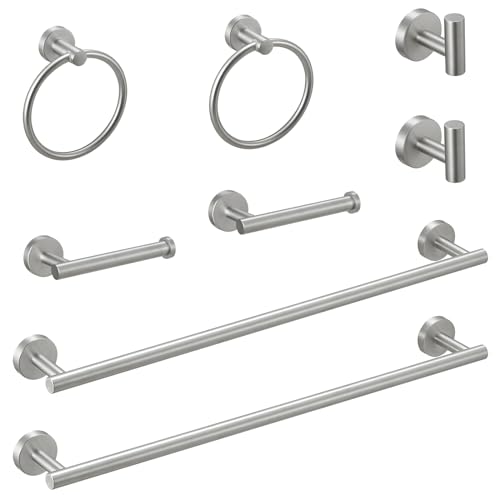 Fapully 8 Piece Wall Mounted Bathroom Accessories Set Stainless Steel,Bathroom Hardware Set Brushed Nickel