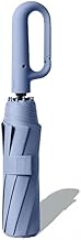 Compact Travel Umbrella With Reflective Strip, Carabiner Handle Windproof & UV Protection Anti-Slip Handle Lightweight 95% UV Block for Men, Women & Kids Ideal for Rain & Sun Coverage