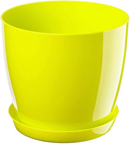 KADAX Plant Pot, Plastic Flowerpot with matching Tray, Indoor Planter in several colours, Lightweight and Waterproof Pot for Office and Living Room (20cm, Beige)