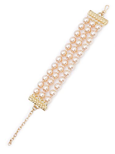 Image of Karatcart Glossy Finish Tumble Stone Studded Beaded Bracelet for Women