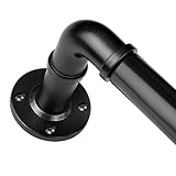 Black Curtain Pole 80 to 148 cm, HOTOZON 25 mm Industrial Curtain Poles for Eyelet Curtains, Metal Blackout Curtain Rod Extendable with Bracketsfor Bedroom, Living room