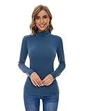 Chioni.od Womens Fall Clothes Athletic Shirts Long Sleeve Blue Turtleneck Tops Medium