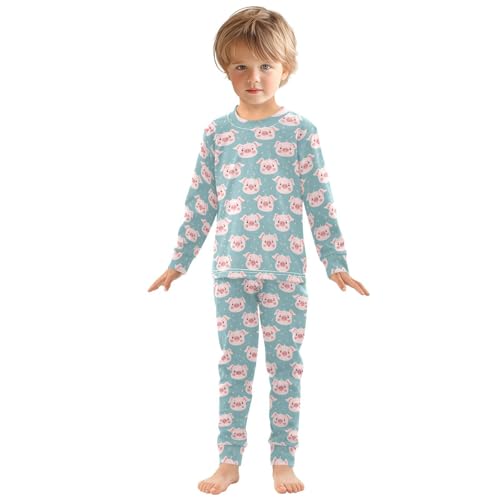 ALAZA Hippopotamus Leaf 2 Piece Pajama Set Long Sleeve Top and Pants Sleepwear Unisex3