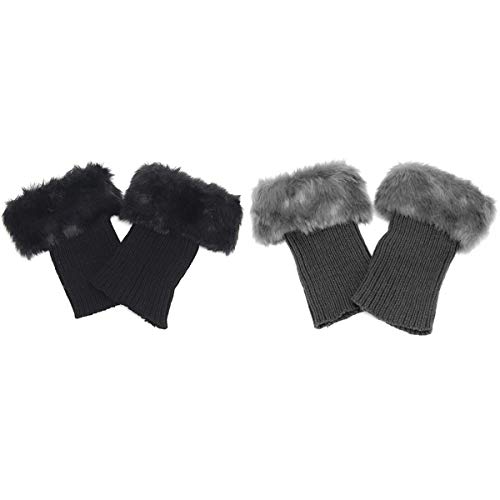 Image of Womens Fur Trim Boot Cuff Top Cover Leg Warmers
