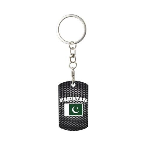 Porte-clés avec clip drapeau pakistanais, porte-clés rectangulaire en métal personnalisé, pour la maison, le bureau et la moto
