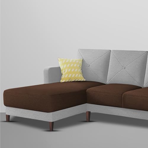 Image of Baloney LHS 6 Seater L Shape Sofa Set for Living Room (Brown Grey Fabric) Premium Fabric Sofa
