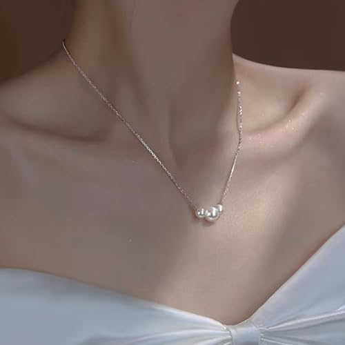 Pearl Necklaces for Women, Gold Pearl Choker Dainty Single Pearl Necklace Layered Daisy Necklace Set Pendant Strands for Bride Bridesmaids, Homecoming Costume Prom Jewelry Wedding Gifts