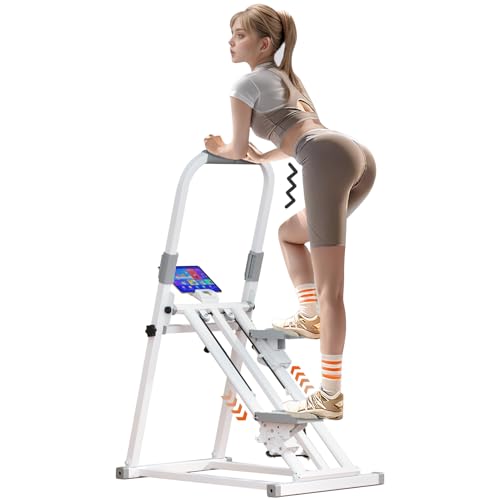 Foldable Stepper for Home Exercise Vertical Stepper Climber Machine Adjustable Stair Climber with LCD Monitor & Resistance Bands Smooth & Quiet Hydraulic System Full-Body Cardio Workout Equipment