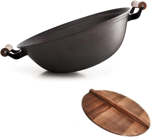 Wok de hierro fundido de 38cm con tapa de madera miniatura 1
