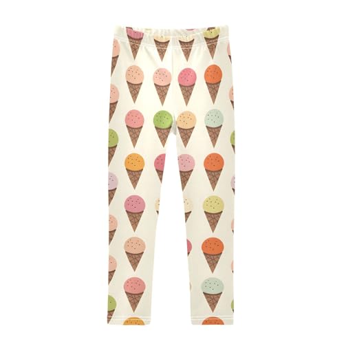 Cute Multicolor Ice Cream Girls Leggings Soft Stretch Workout Yoga Dance Pants for Kids Casual Tights