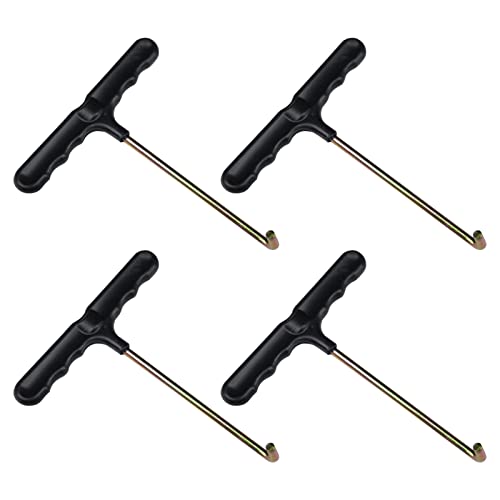Herramientas De Trampolín De Resorte 4 Piezas Herramientas De Resorte Gancho En T Gancho T Resorte Resorte De T Gancho Herramienta para Tienda De Campaña Trampoline Spring Pull Tool(Negro) Cover