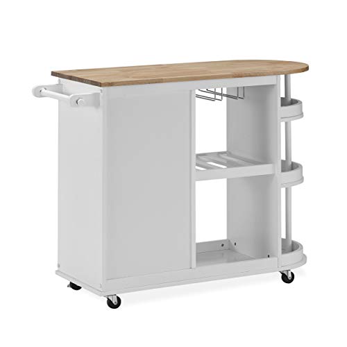 Christopher Knight Home Debby Kitchen Cart With Wheels, White, Natural #TOP4
