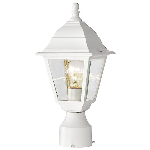 Image of Nuvo 60 /546, Outdoor Outdoor Post Lantern Light Fixture, White, Clear Glass