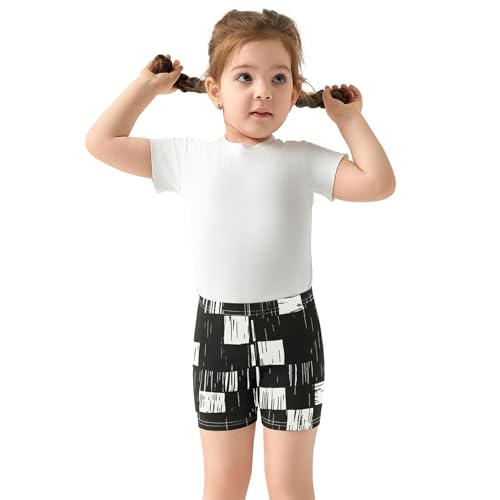 Toddler Biker Shorts for Girls Cotton Shorts for Under Skirts 4t Kids Clothing Black White Plaid3