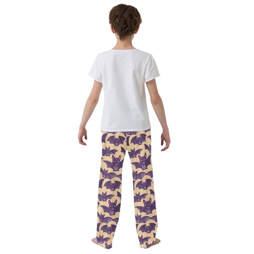 ALAZA Kawaii Bat Pattern Pajamas Bottoms with Pockets Comfy Pjs Sleepwear Elastic Waistband Pajamas Pants Lounge Pants for 6-14 Years3